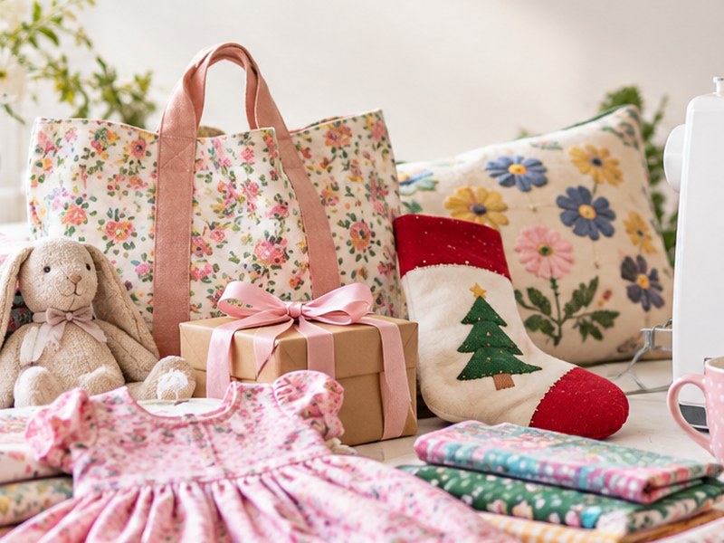 Handmade gift, tote and sewing materials